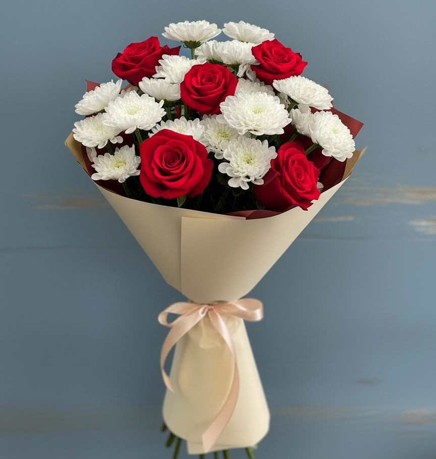 Букет цветов из: Розы и Хризантемы в Дульдурге