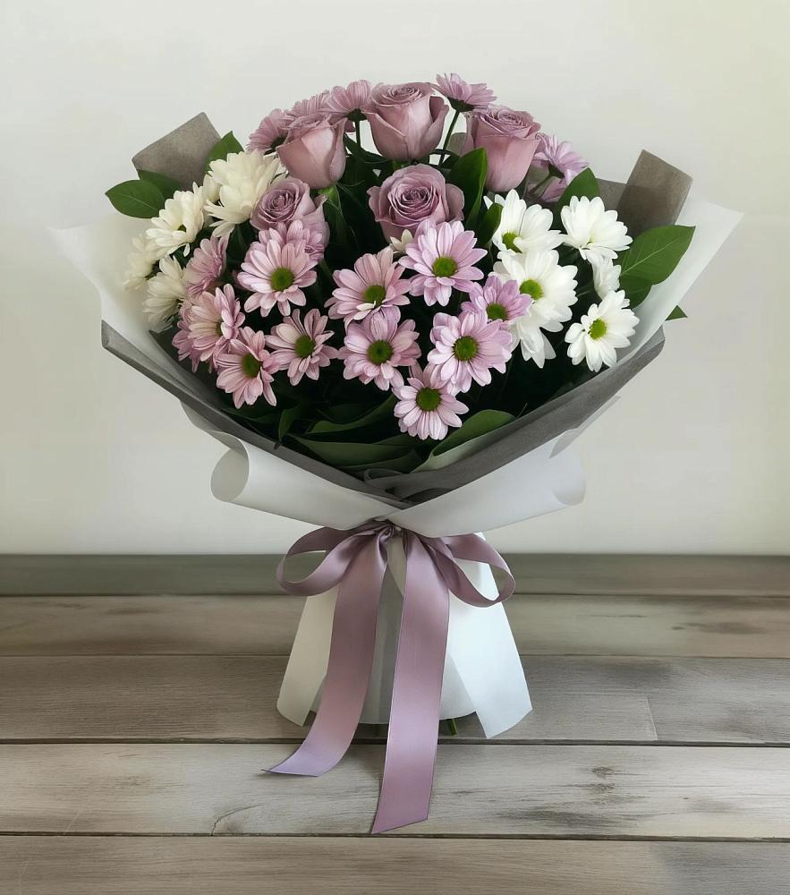 Букет цветов из: Хризантемы и Розы в Дульдурге