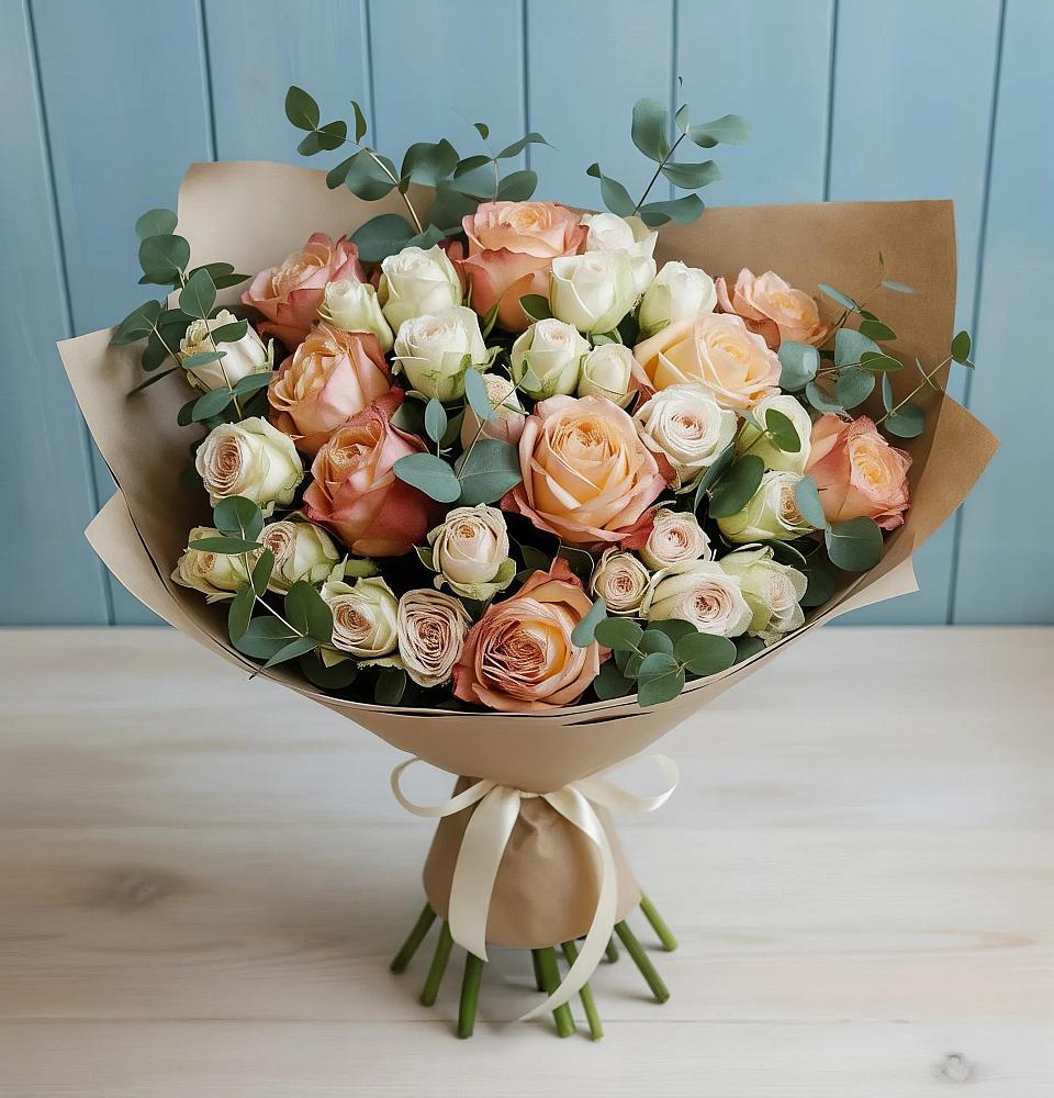 Букет цветов из: Альстромерии и Розы в Дульдурге