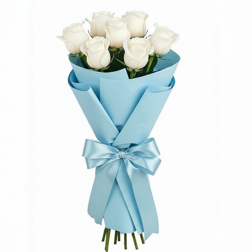 Букет 7 белых роз Проуд в Дульдурге