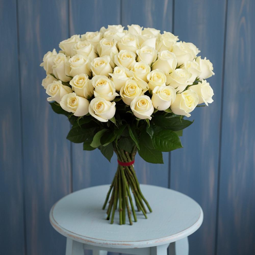 Букет 51 Белая роза Эдлесс Лав в Дульдурге