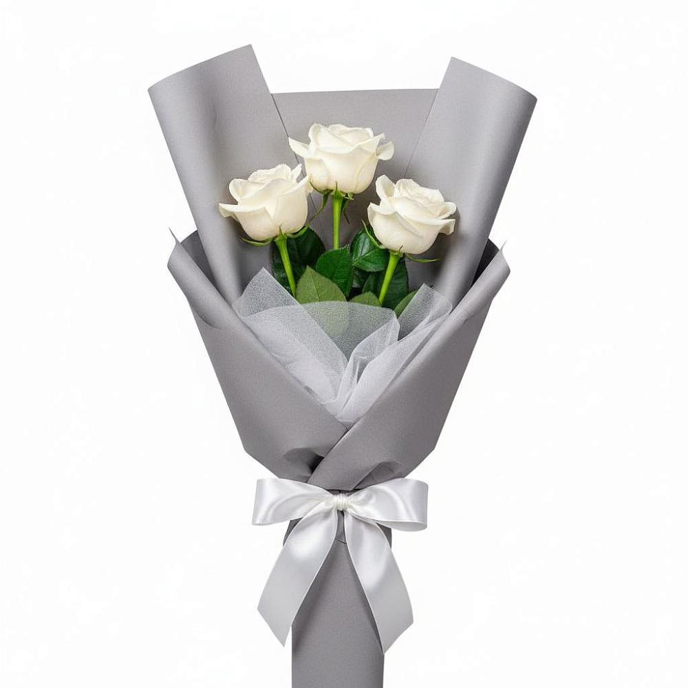 Букет 3 белые розы в Дульдурге