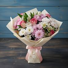 Букет цветов из:  Хризантемы, Альстромерии и Розы в Дульдурге