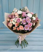 Букет цветов из:  Хризантемы, Розы и Альстромерии в Дульдурге