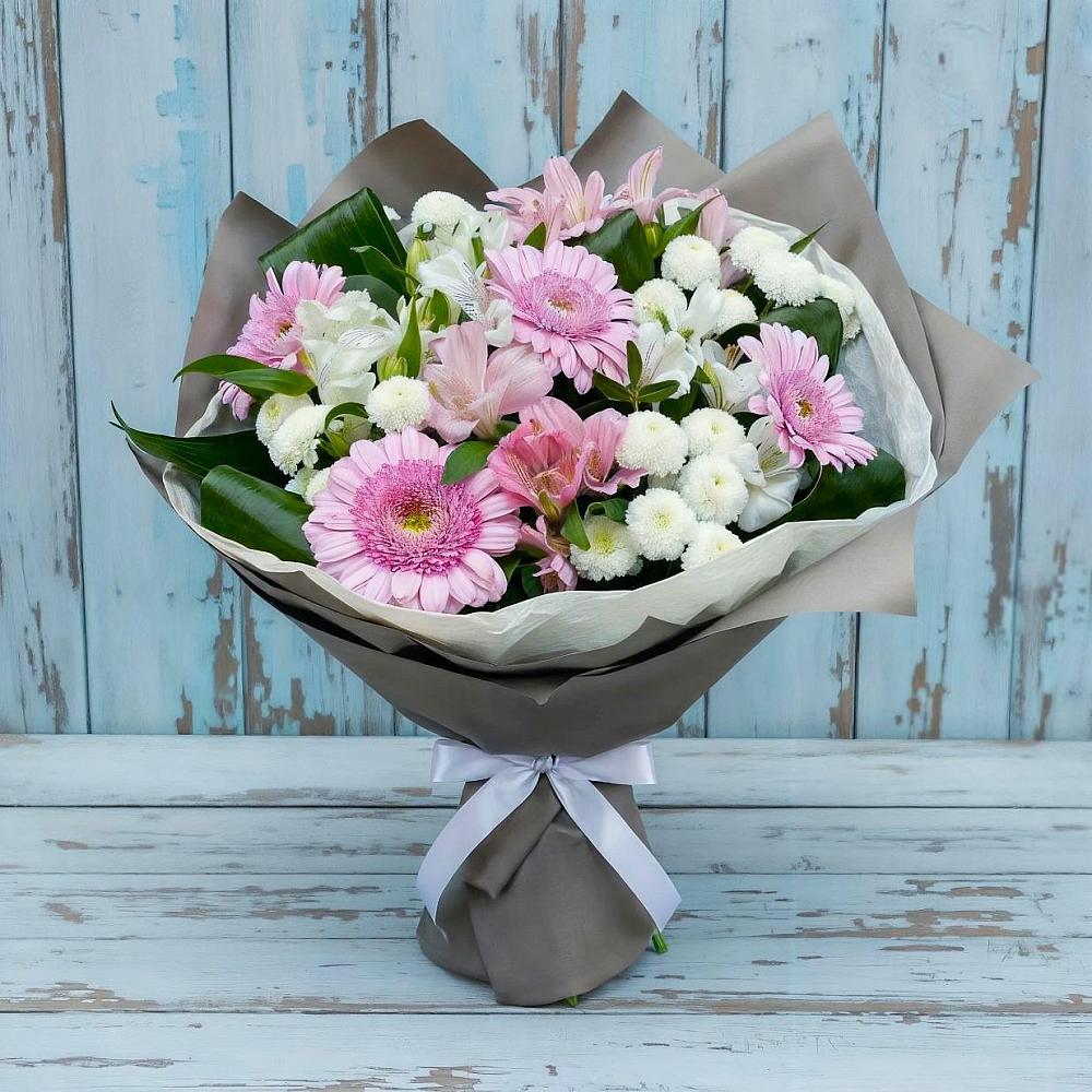 Букет цветов из: Герберы, Альстромерии и Хризантемы в Дульдурге