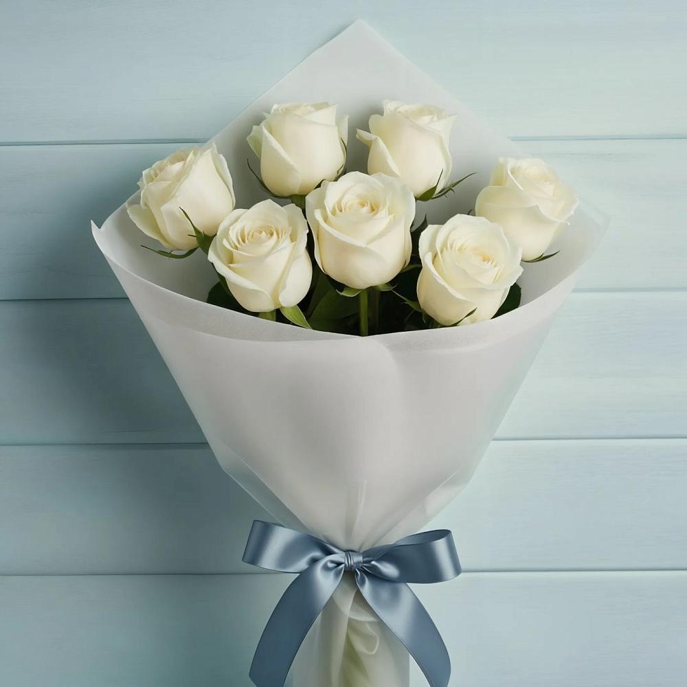 Букет 7 Белых роз Эдлесс Лав в Дульдурге