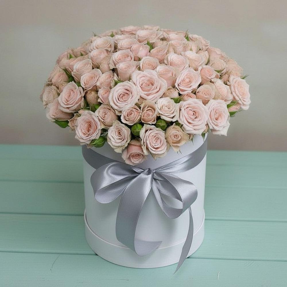 Цветочная композиция из Розы в шляпной коробке в Дульдурге